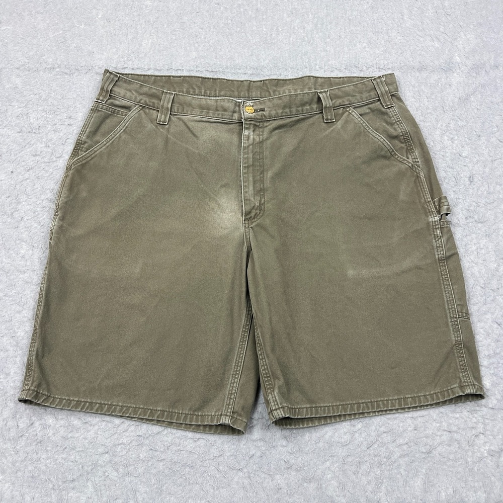 Carhartt Shorts Men's 42 Brown Washed Twill Work Carpenter 10" Faded Canvas